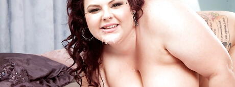 Very attractive bbw Jordynn Luxxx in sexy undies gagging on dick and enjoys a facial 